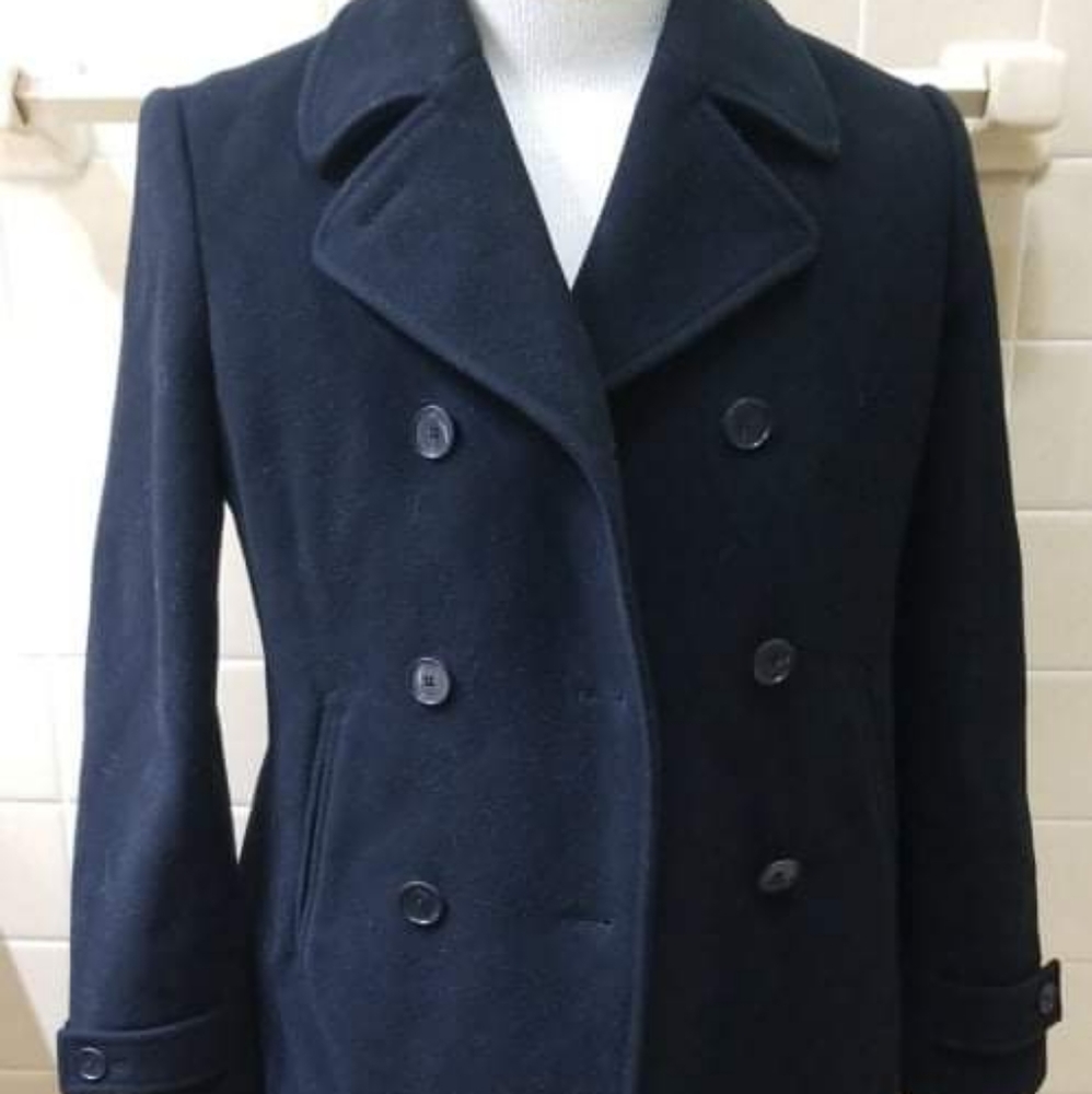 Lands End Womens Black Pea Coat Size Small